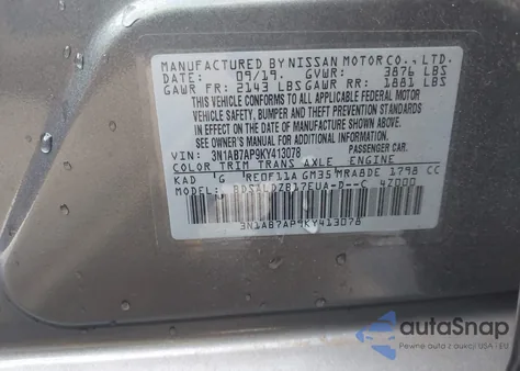 2019 Nissan Sentra Sv z USA, uszkodzony, nr VIN 3N1AB7AP9KY413078